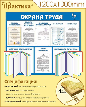 С96 Стенд охрана труда (с двумя перекидными системами) (1250х1000 мм, пластик ПВХ 3 мм, алюминиевый багет золотого цвета) - Стенды - Стенды по охране труда - Магазин охраны труда ИЗО Стиль